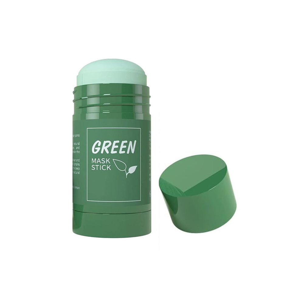 Green Mask Stick face-application shows easy cleansing for refreshed skin