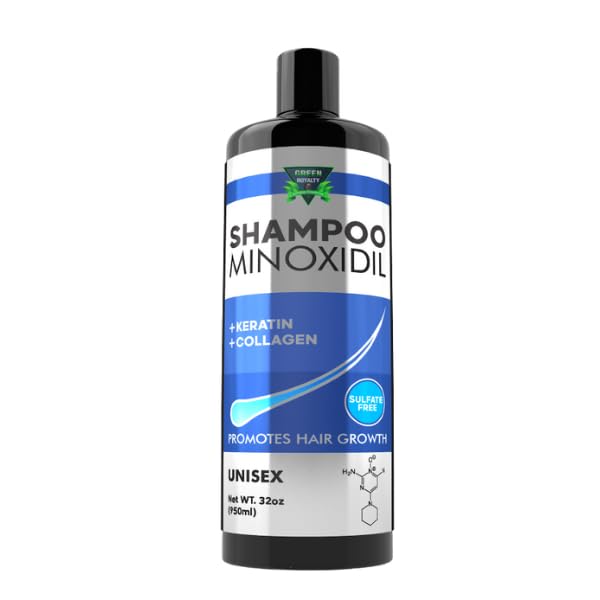 GREEN ROYALTY Minoxidil Shampoo bottle with sulfate-free formula for daily cleansing.