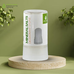 Green Virgin Products deodorant stone on hand illustrating long-lasting protection
