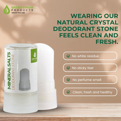 Green Virgin Products organic, preservative-free stone highlighting pure ingredients