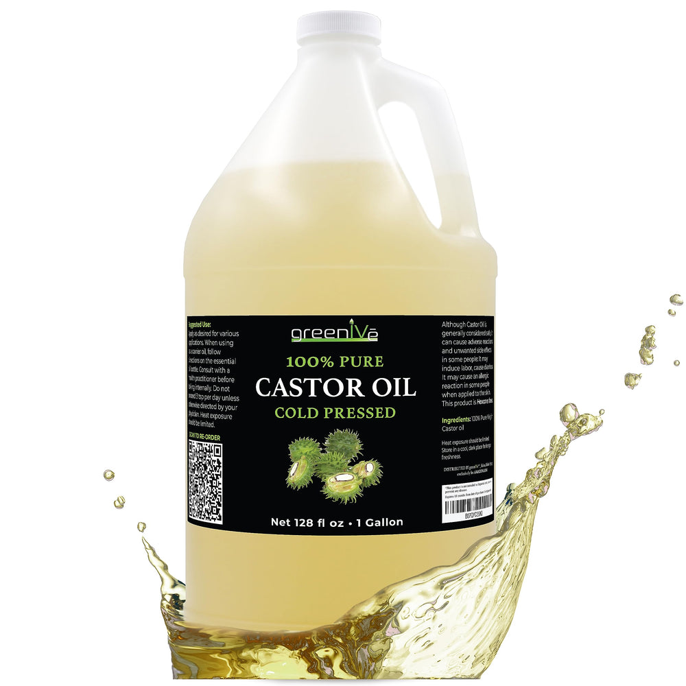 GreenIVe Castor Oil 128oz bottle pour for hair and skin conditioning