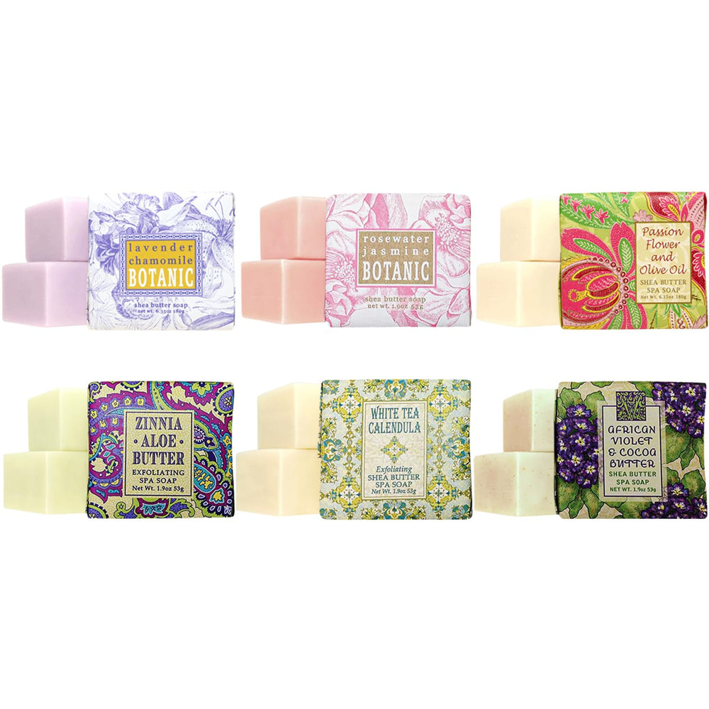 Greenwich Bay Soap Gift Set 6-pack displayed in gift-ready packaging for stylish guest bathrooms.