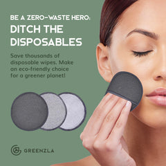 Greenzla bamboo terry pad delivers soft texture for daily makeup removal.