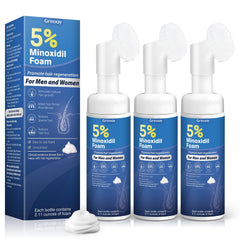 Greoay 5% Minoxidil foam bottle ready for daily scalp care.