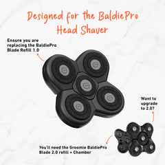 Groomie BaldiePro blade refill enabling quick 3-minute shave.