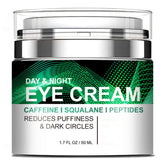 Grospe crema de ojos cafeína en frasco para reducir ojeras e hinchazón.
