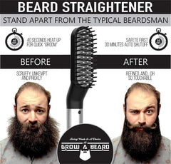 Grow Alpha Beard brush and comb set close-up for detangling and shaping beards.