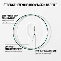 Natural ingredients highlight Aloe and Vitamin E for nourishing skin hydration