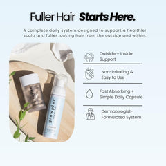 Applying Growplex Vitafoam to scalp for refreshed balance and comfort