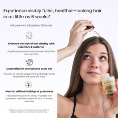 Growplex Rosemary Elixir bottle on display highlighting a lightweight, non-greasy formula.