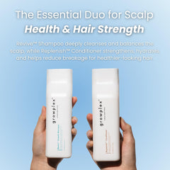 GROWPLEX shampoo pump close-up highlighting ergonomic bottle and precise dispensing benefit