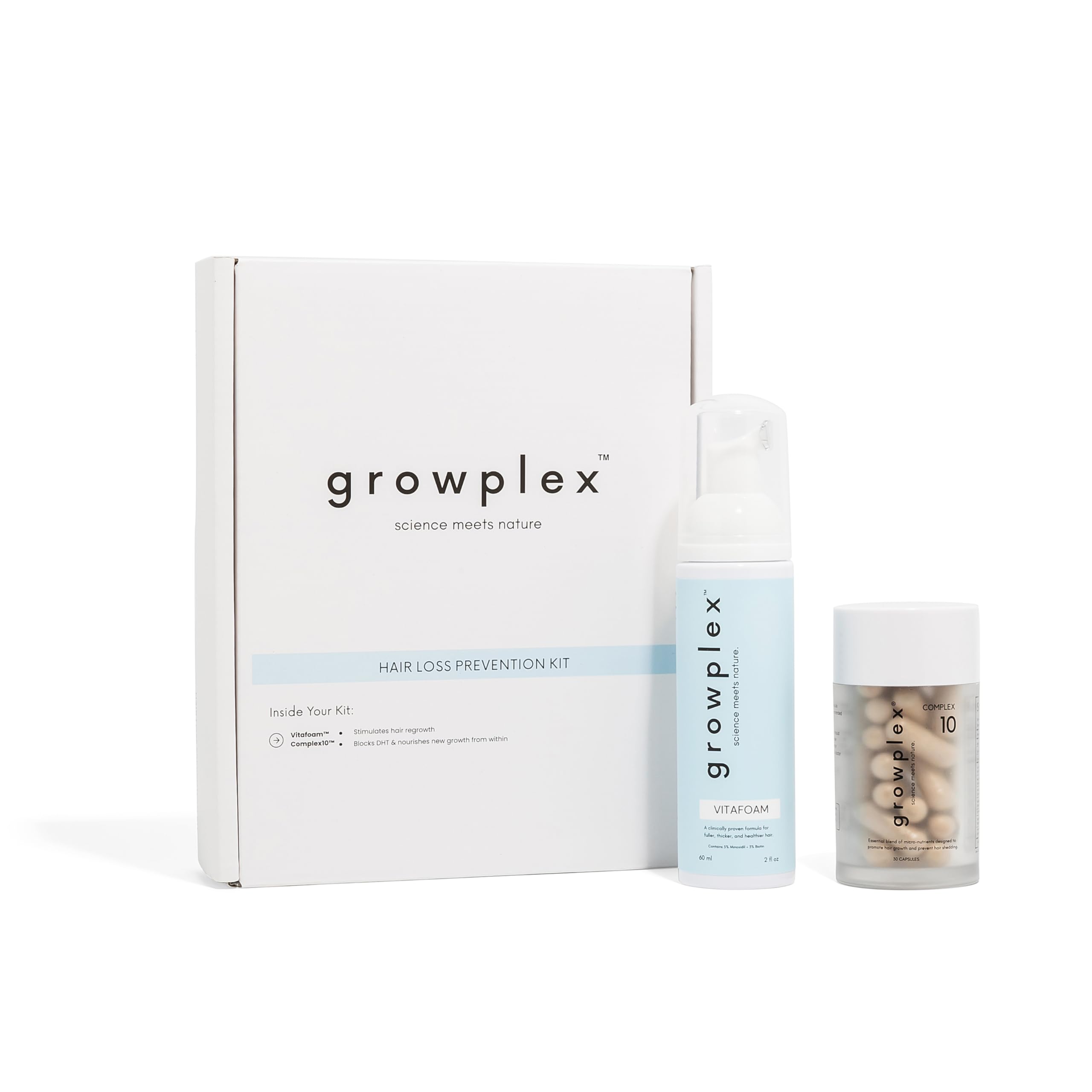 Growplex Vitafoam front packaging showing foam benefits