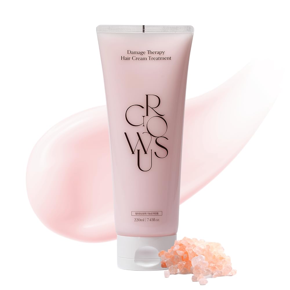 GROWUS Damage Therapy bottle front highlights repair-focused hydration for dry, brittle hair.