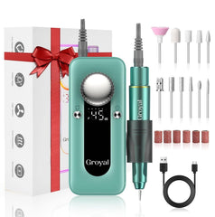 Groyal electric nail drill cordless design highlights portable performance for on-the-go manicures.