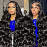 GRQGRQ 30 inch 13x6 lace front wig drapes in natural body wave for everyday wear