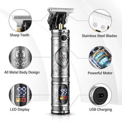 GSKY trimmer and clipper close-up highlights sharp blades for neat hairlines.