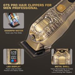 GTS PRO clipper guards and attachments image showcases eight guards for versatile length control.