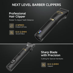 GTS PRO hair clippers side view shows ergonomic design for comfortable sessions.