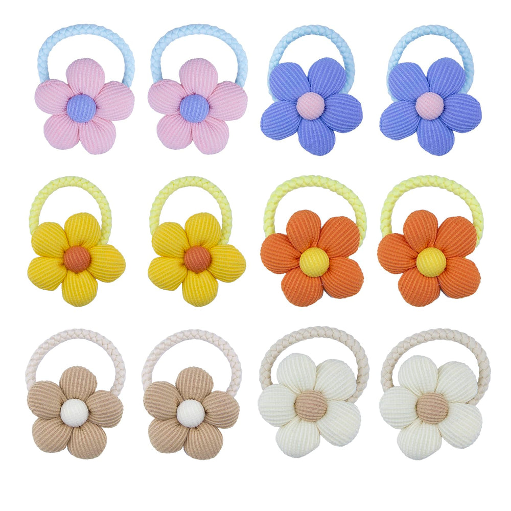 GTTUKK sunflower hair ties pack shown with soft organic cotton fabric ideal for toddlers' hair