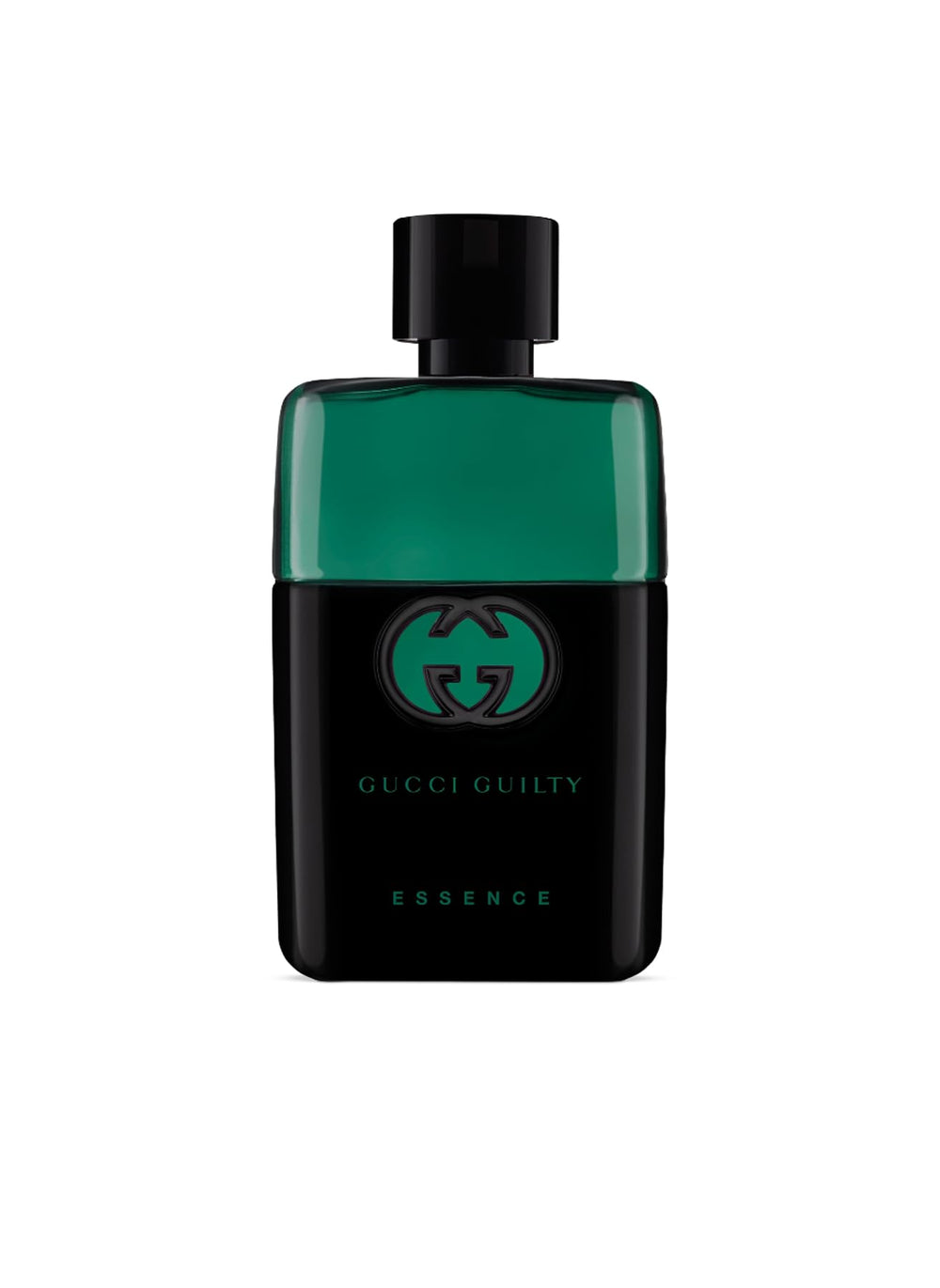 Gucci Guilty Black Essence bottle front signals bold daily style.
