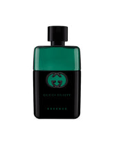 Gucci Guilty Black Essence bottle front signals bold daily style.