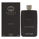 Gucci Guilty Eau de Parfum Pour Homme bottle highlights refined scent for everyday wear.