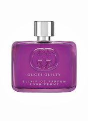 Gucci Guilty Elixir bottle front view highlights premium design for elegant evening wear.