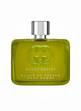 Gucci Guilty for Men Elixir bottle front view highlighting sleek packaging for evening wear.