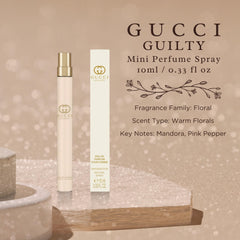 Gucci Guilty Pour Femme packaging and label highlights premium design and luxury branding.