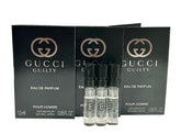 Gucci Guilty sample set packaging—three compact vials ideal for travel testing.