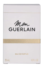 Mon Guerlain EDP spray action releases a balanced fragrance mist for even application.