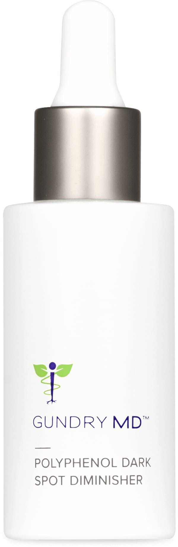 Gundry MD Polyphenol Dark Spot Diminisher serum bottle highlights brightening and even skin tone.