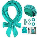 Gwabee satin heatless curls headband green close-up for overnight waves.