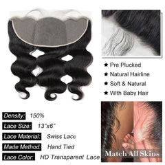 GYAJEP 13x6 lace frontal free-part closeup highlights seamless hairline.