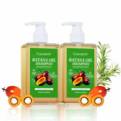 Gypsophila batana oil shampoo bottle with rich lather for nourished hair.