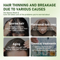 Gypsophila Battana Oil Shampoo ingredients panel — batana oil, keratin, and rosemary highlighted for nourishment.