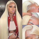 GZX 613 blonde lace front wig closeup shows baby hair for natural hairline