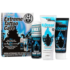 H2Ocean Extreme foam soap bottle for antibacterial cleansing during tattoo care