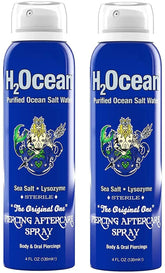 H2Ocean piercing aftercare spray bottle front view for safe cleansing of piercings.