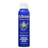 H2Ocean piercing aftercare spray bottle demonstrates sea salt cleansing for new piercings.