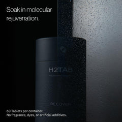 H2TAB magnesium-based bath tablet releasing nanobubbles to support skin hydration.
