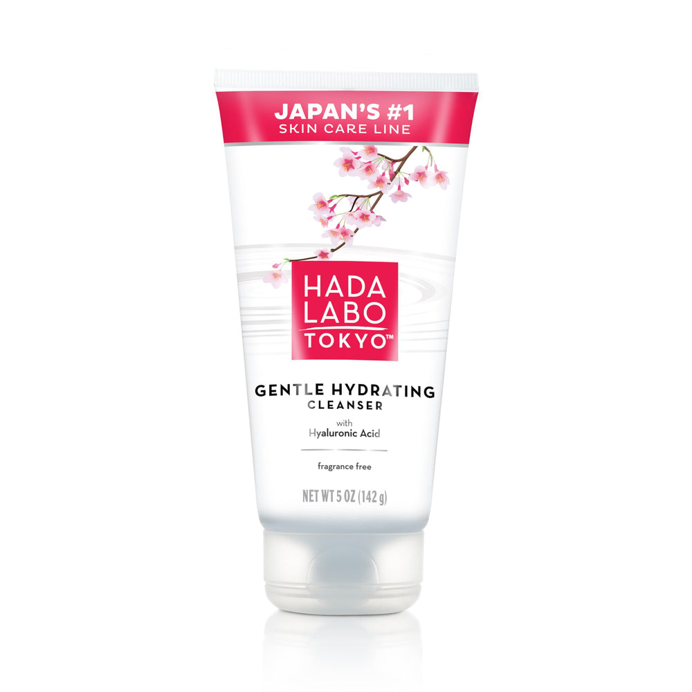 Hada Labo Tokyo Gentle Hydrating Cleanser bottle pour for easy, residue-free cleansing.