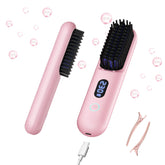 Hahahope cordless hair straightener brush pink travel-compact for easy on-the-go styling