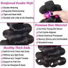 Hailriss 12A Brazilian body wave bundles weft closeup highlights strong double machine weave
