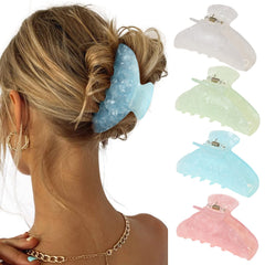 HAIMEIKANG 4Pcs large acrylic hair clip in light green shell for strong hold.