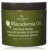 Hair Chemist Macadamia Deep Repair Masque bottle close-up for nourished, shiny hair
