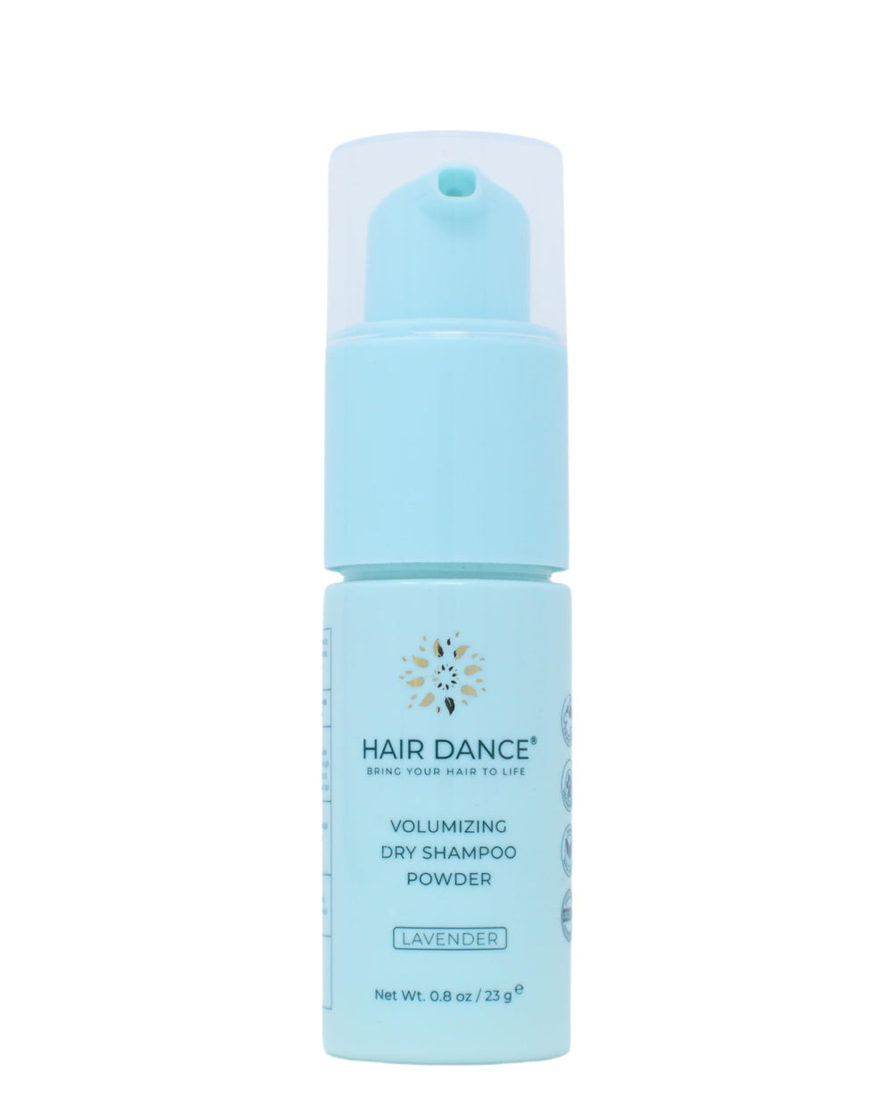 Hair Dance dry shampoo powder bottle demonstrates quick, benzene-free refresh for busy mornings.