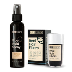 Hair Illusion real fibers applied to thinning hair for a natural, fuller look.