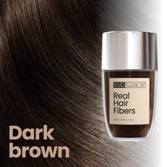 Hair Illusion dark brown fibers apply on hairline demonstrating seamless coverage