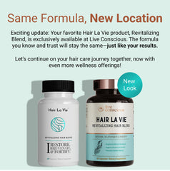 Hair La Vie Revitalizing Blend ingredients panel close-up for growth support.